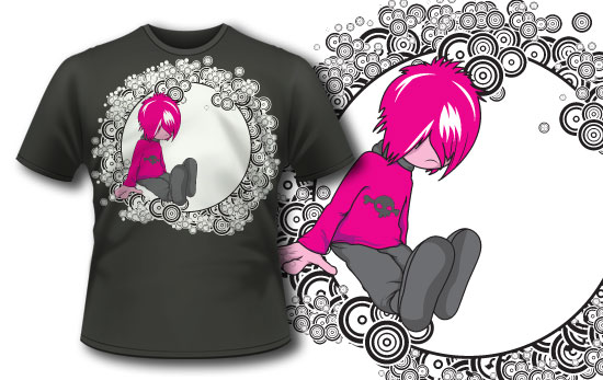 Sad pink haired girl T-shirt design 100 1