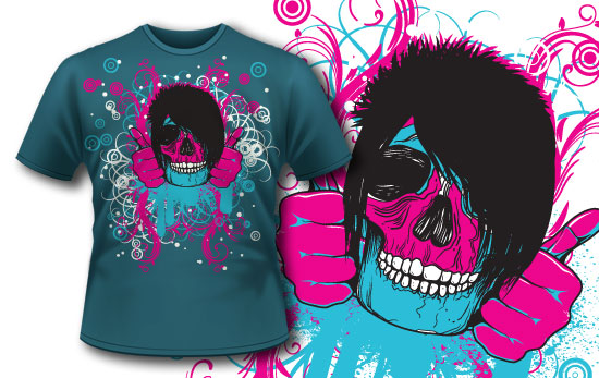 Punk skull T-shirt design 108 1