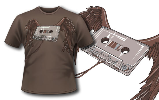 Cassette with wings T-shirt design 126 1