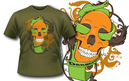 Dangerous skull T-shirt design 91 1
