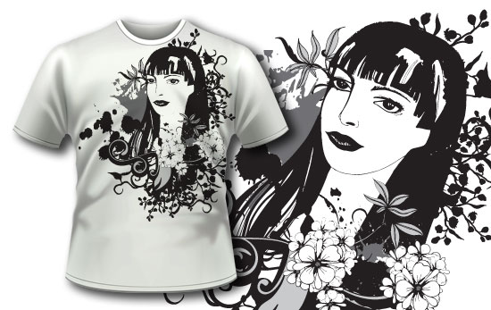 Women with floral background T-shirt design 67 1