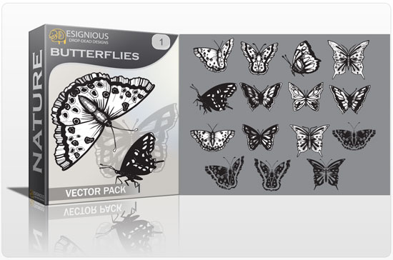 Butterflies vector pack 1