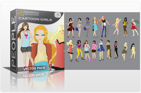 Cartoon girls vector pack 1