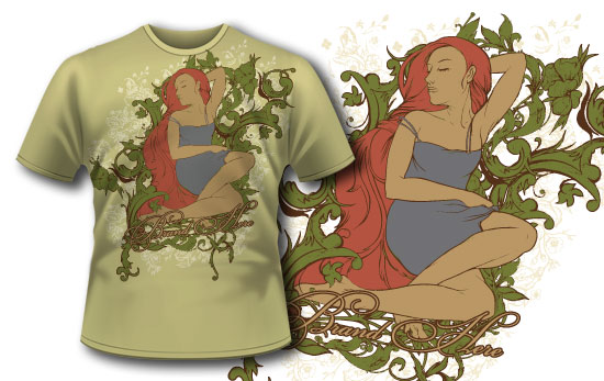 Red haired mermaid T-shirt design 78 1