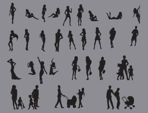 Silhouettes vector pack 2