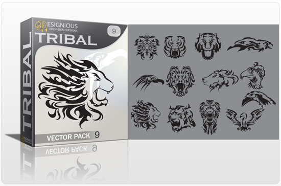Tribal vector pack 9 animals 1