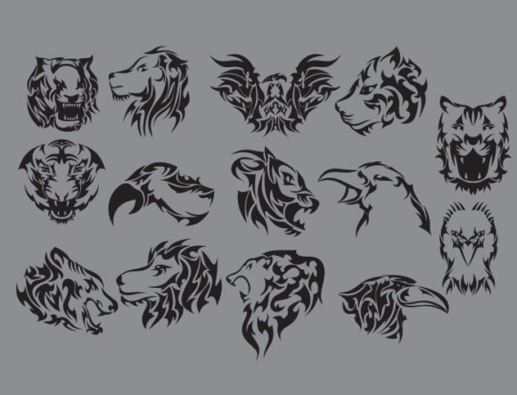 Tribal vector pack 8 animals 2