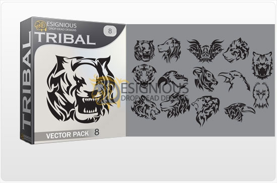 Tribal vector pack 8 animals 1