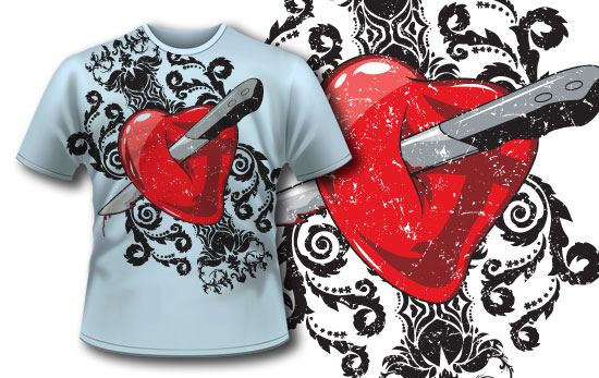 Knife in heart T-shirt design 59 1