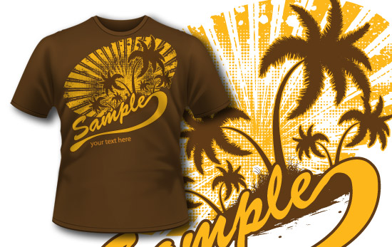 T-shirt design 160 palm tree sun rays 1