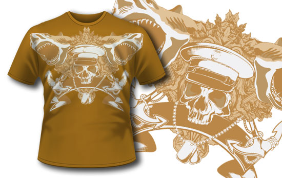 T-shirt design 169 capitan shark 1