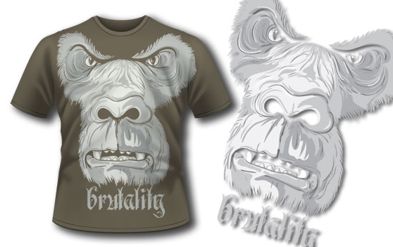 T-shirt design 172 raging gorilla 1
