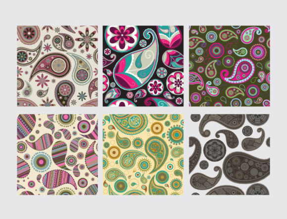 Seamless patterns vector pack 13 paisley 2