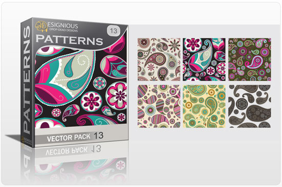 Seamless patterns vector pack 13 paisley 1