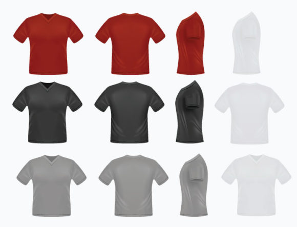 T-shirt v-neck garments vector pack 1 2
