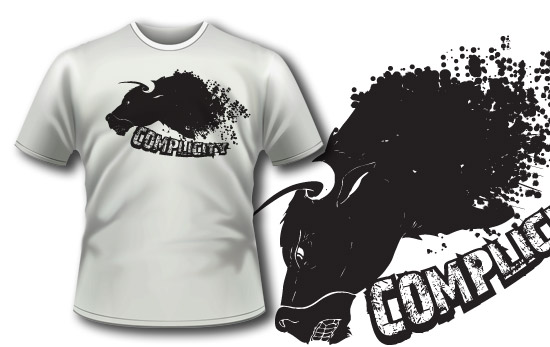 T-shirt design 158 angry bull 1
