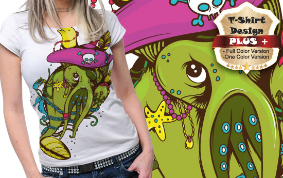 Octopus T-shirt design plus 15 1