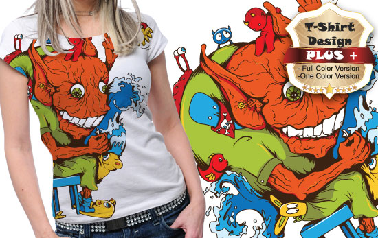 Cute red monster T-shirt design plus 16 1