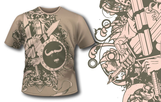Cavaler with swords T-shirt design 185 1