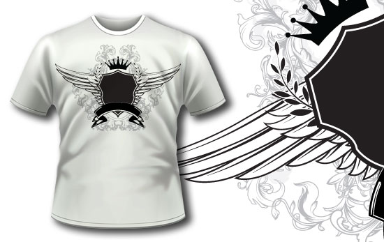 Shield with wings T-shirt design 195 1
