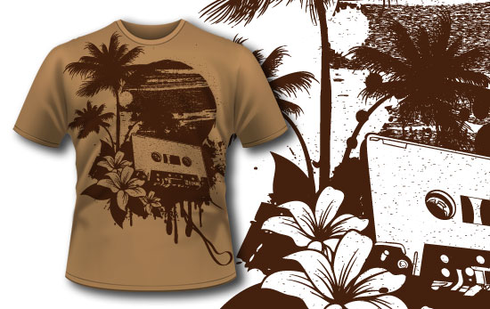 Palm with sunset background T-shirt design 197 1