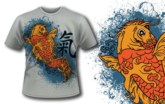 Japanese fish T-shirt design 213 1