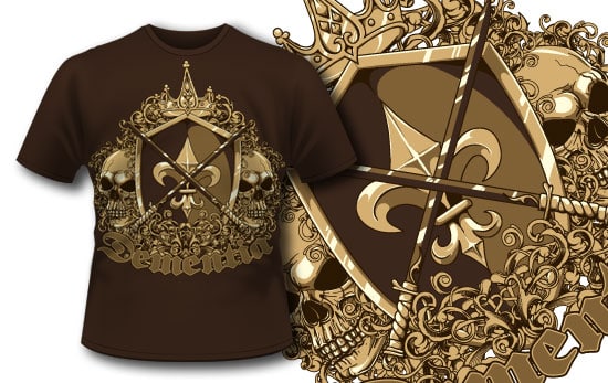 Heraldry skull T-shirt design 232 1