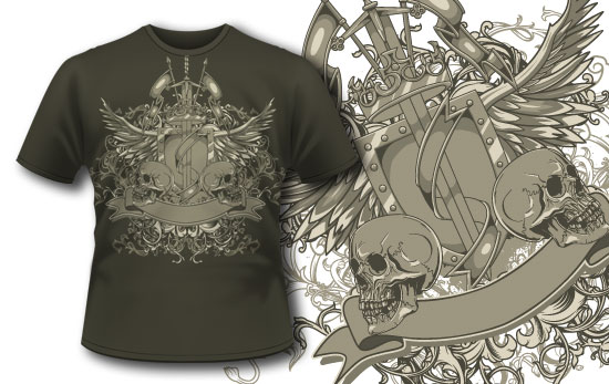Skull crest T-shirt design 235 1