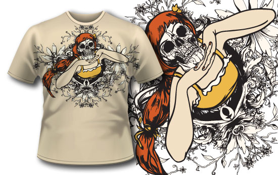 Flower skull T-shirt design 238 1