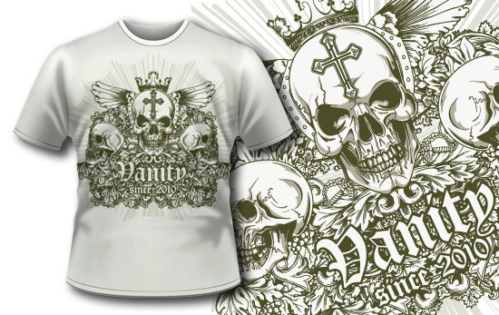 Detailed skull T-shirt design 243 1