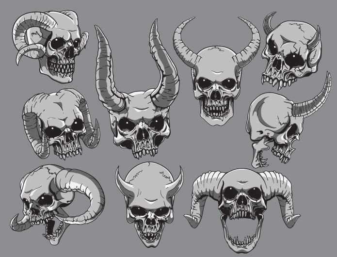 Skulls Vector Pack 21 | Vector Demon Skull