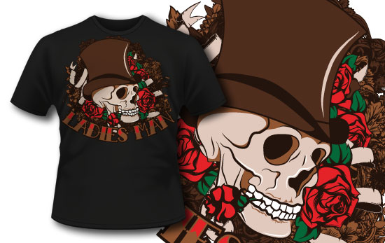 T-shirt design 284 - Skull and Roses 1