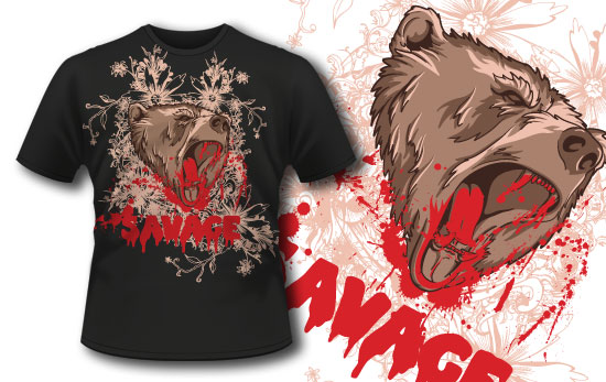 T-shirt design 290 - Rampaging Bear 1