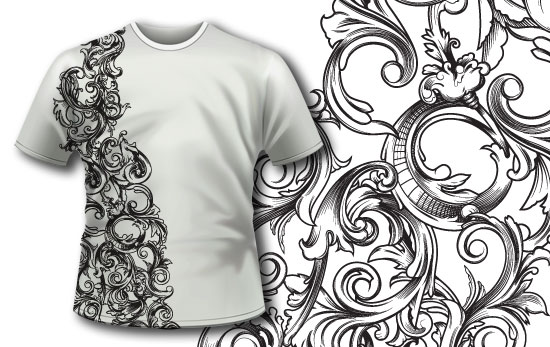 T-shirt design 293 - Baroque Floral 1