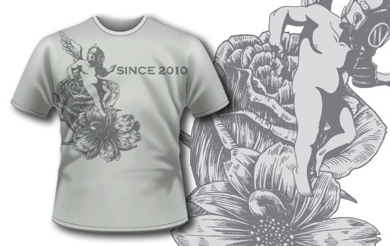 T-shirt design 294 - Dark Seraphim and Flowers 1