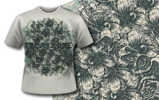 T-shirt design 295 - Art Nouveau Flowers 1