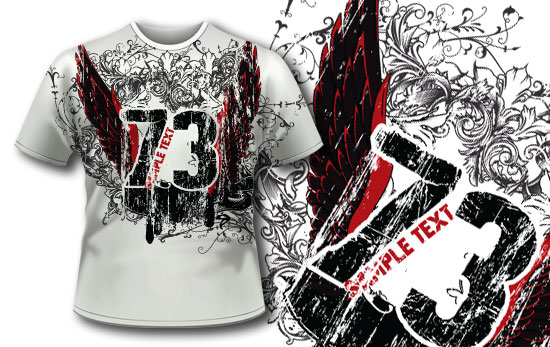 T-shirt design 298  - Grungy text and wings 1