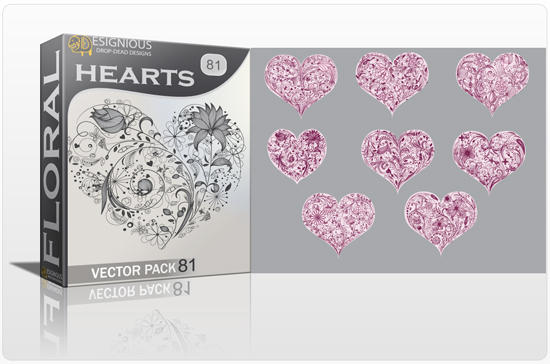 Floral Vector Pack 81 - Floral Hearts 1