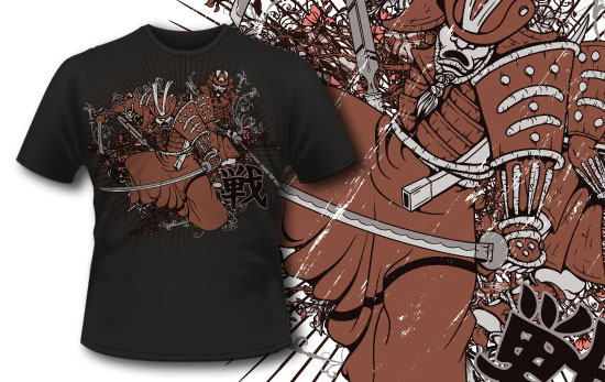 T-shirt design 305 - Samurais and Kanji 1