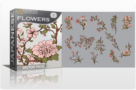 Japanese Flowers Vector Pack 1 1