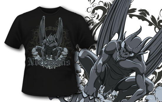 T-shirt design 318 - Gargoyle on Skulls 1