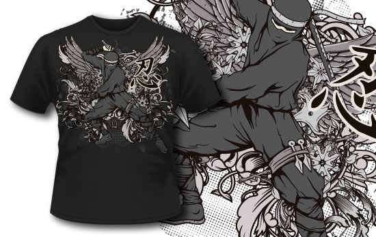 T-shirt design 319 - Ninja and Wings 1