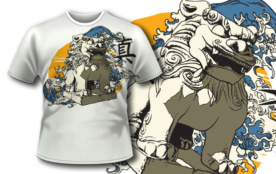 T-shirt design 322 - Foo Lion and Kanji 1