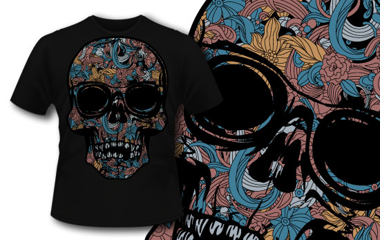 T-shirt design 328 - Colorful skull 1