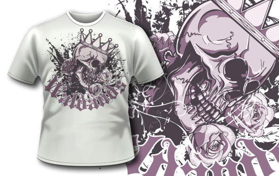T-shirt design 331 - Skull and Roses 1