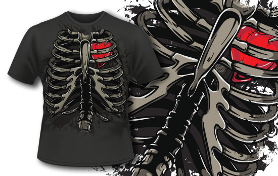 T-shirt design 333 - Ribcage and Heart 1