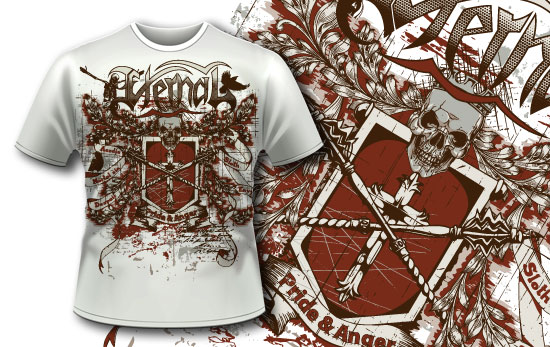 T-shirt design 341 - Shield and Skull 1