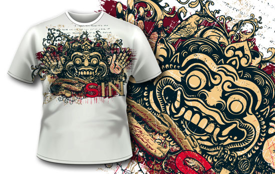 T-shirt design 344 - Bali Demon 1