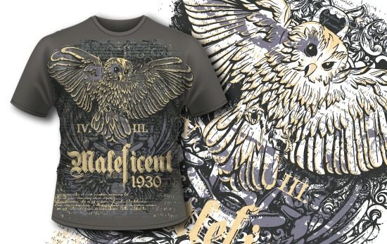 T-shirt design 357 - Owl and Bali Demon 1