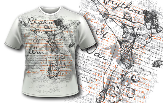 T-shirt design 364 - Ballerina with Gas Mask 1